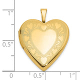 14k Yellow Gold Heart Locket Pendant with Heart and Vine Design for Women