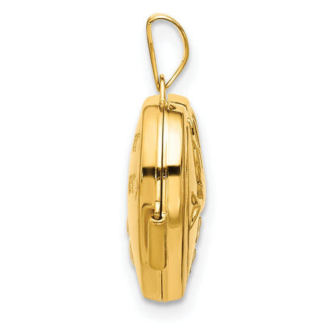 14k Multi-Tone Gold Heart Locket Pendant with Dove and Rhodium Accents, Christian Memorial Jewelry