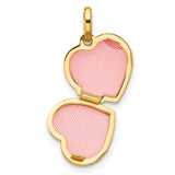 14k Yellow Gold Heart Locket Pendant with Cubic Zirconia Bee Wings, Nature-Inspired Charm