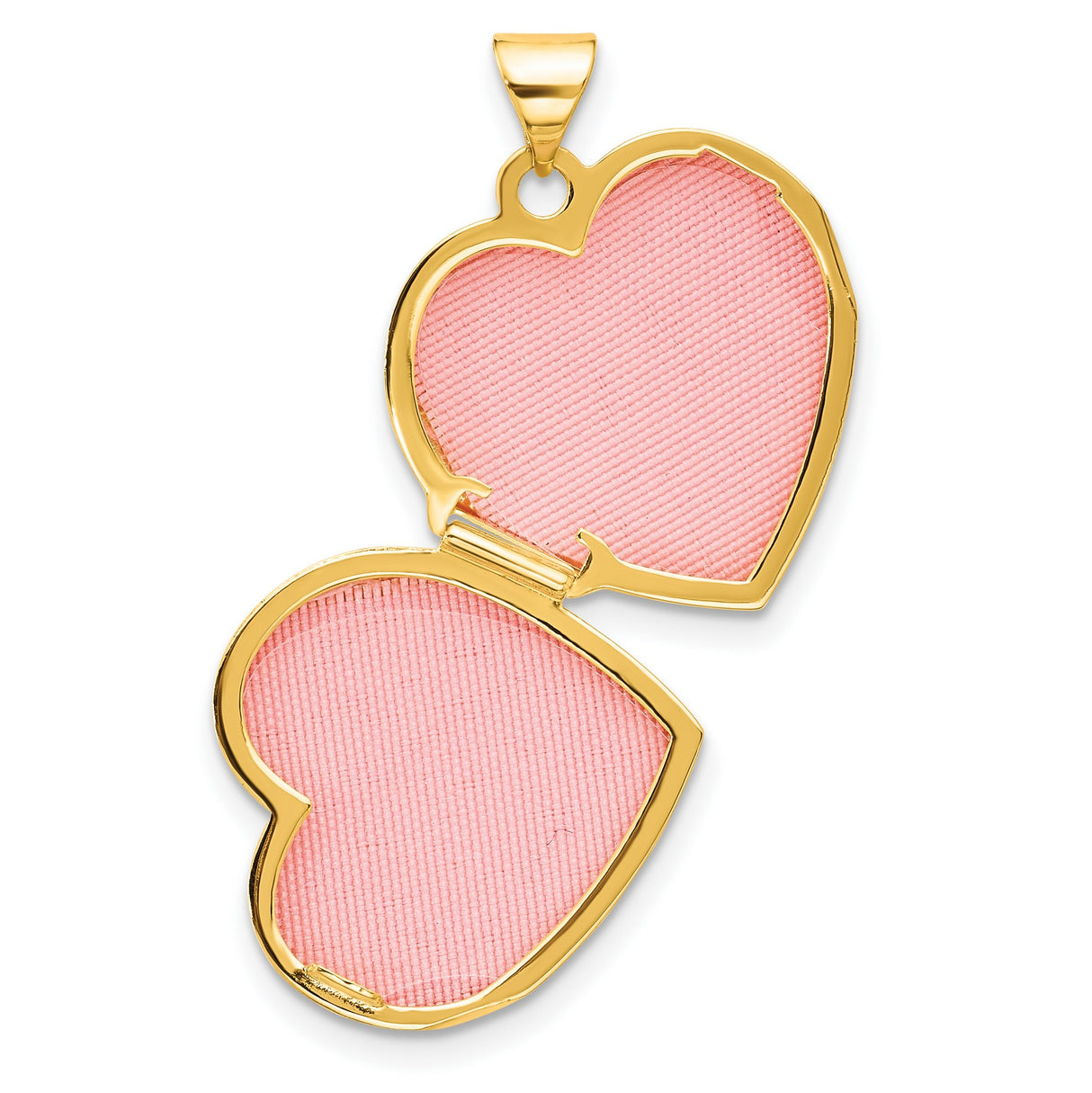 14k Yellow Gold Heart Locket Pendant with Scrollwork and Heart Motifs for Women