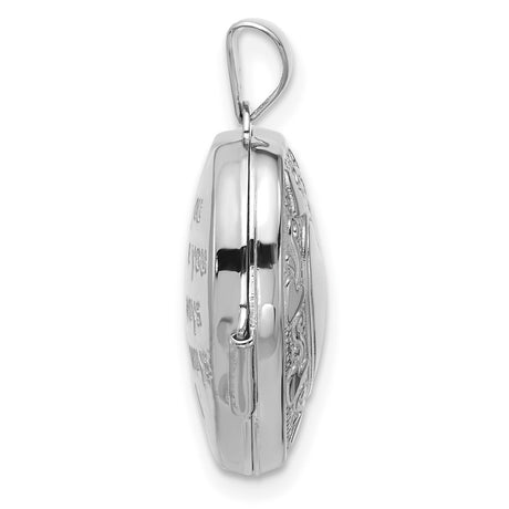 14k White Gold Heart Locket Pendant with Scrollwork and Multi Heart Design for Women