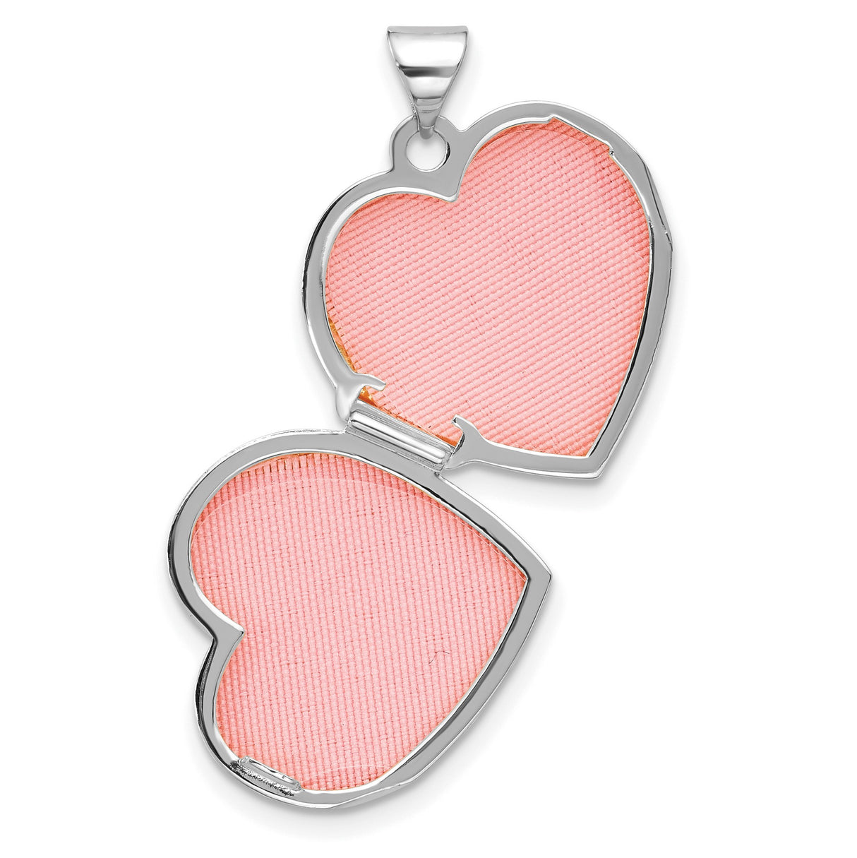 14k White Gold Heart Locket Pendant with Scrollwork and Multi Heart Design for Women
