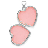 14k White Gold Heart Locket Pendant with Scrollwork and Multi Heart Design for Women