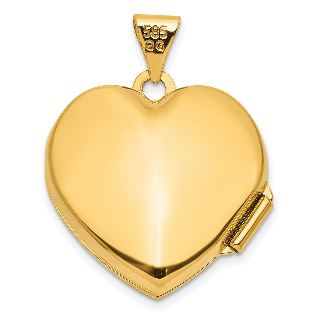 Polished Fancy Floral Border and Crest 18mm Heart Locket Charm Pendant in Real 14k Yellow Gold