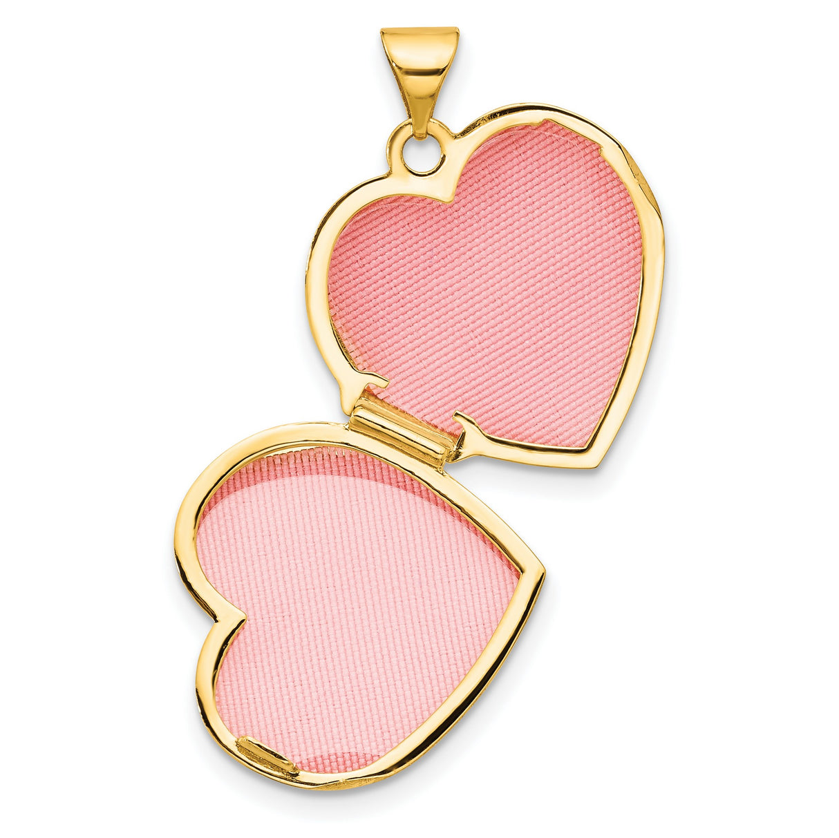 Polished Fancy Floral Border and Crest 18mm Heart Locket Charm Pendant in Real 14k Yellow Gold