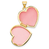 Polished Fancy Floral Border and Crest 18mm Heart Locket Charm Pendant in Real 14k Yellow Gold