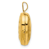 14k Yellow Gold and Rhodium Heart Locket Pendant with Key and Padlock Design for Women