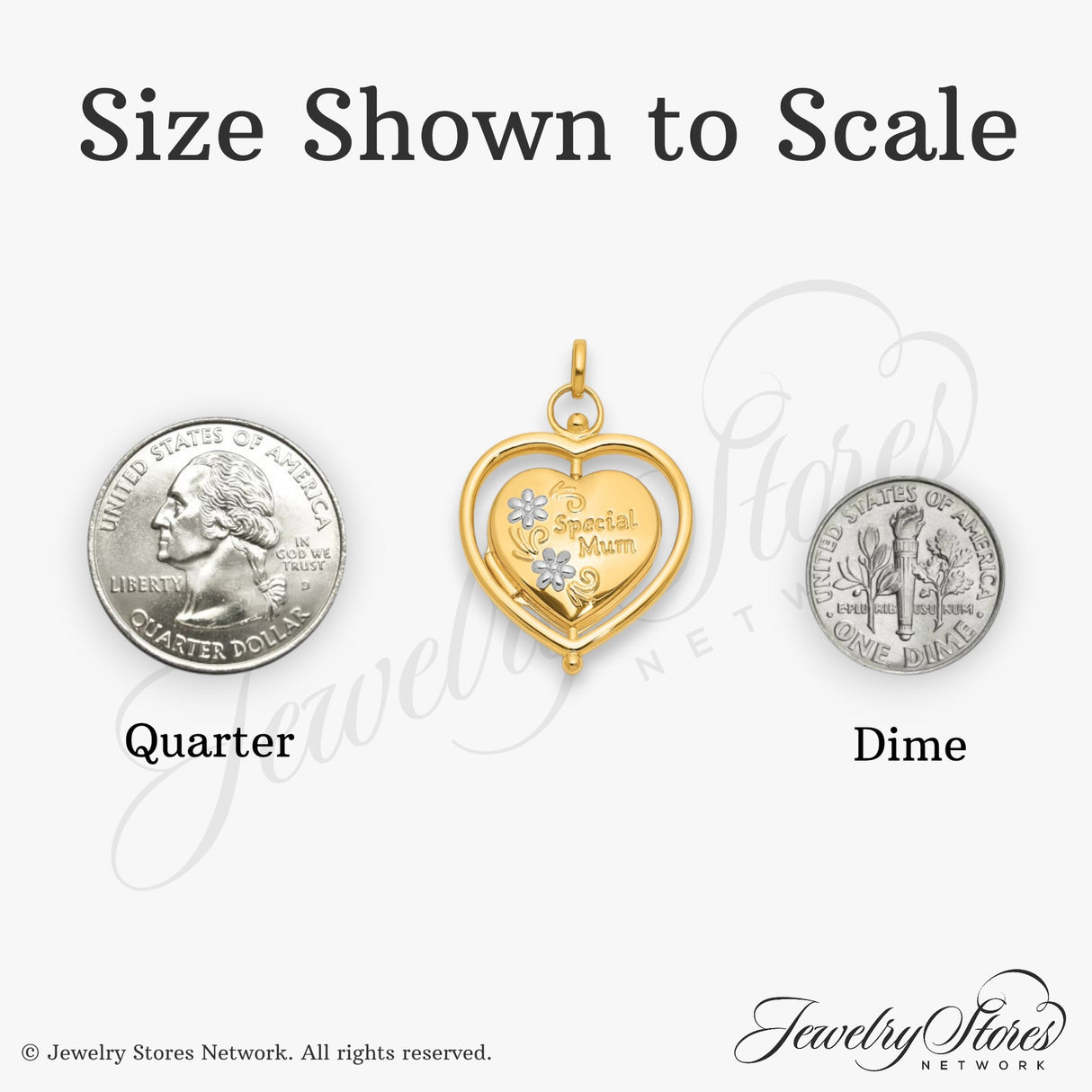 14k Multi-Tone Gold Heart Locket Pendant with Floral Accents and Mum Design