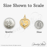 14k Multi-Tone Gold Heart Locket Pendant with Floral Accents and Mum Design