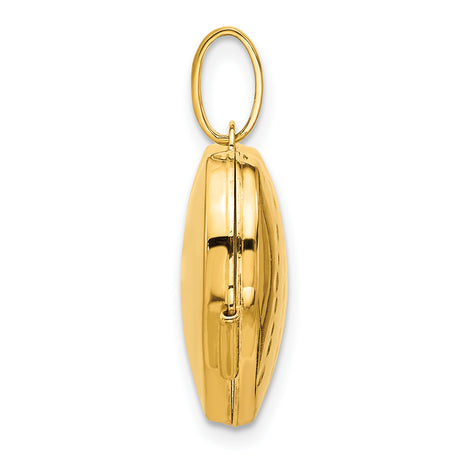 14k Multi-Tone Gold Heart Locket Pendant with Diamond and Starburst Engraving