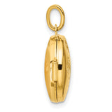 Polished Floral 16mm GRANDDAUGHTER Reversible Round Locket Charm Pendant in Real 14k Yellow Gold