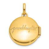Polished Floral 16mm GRANDDAUGHTER Reversible Round Locket Charm Pendant in Real 14k Yellow Gold