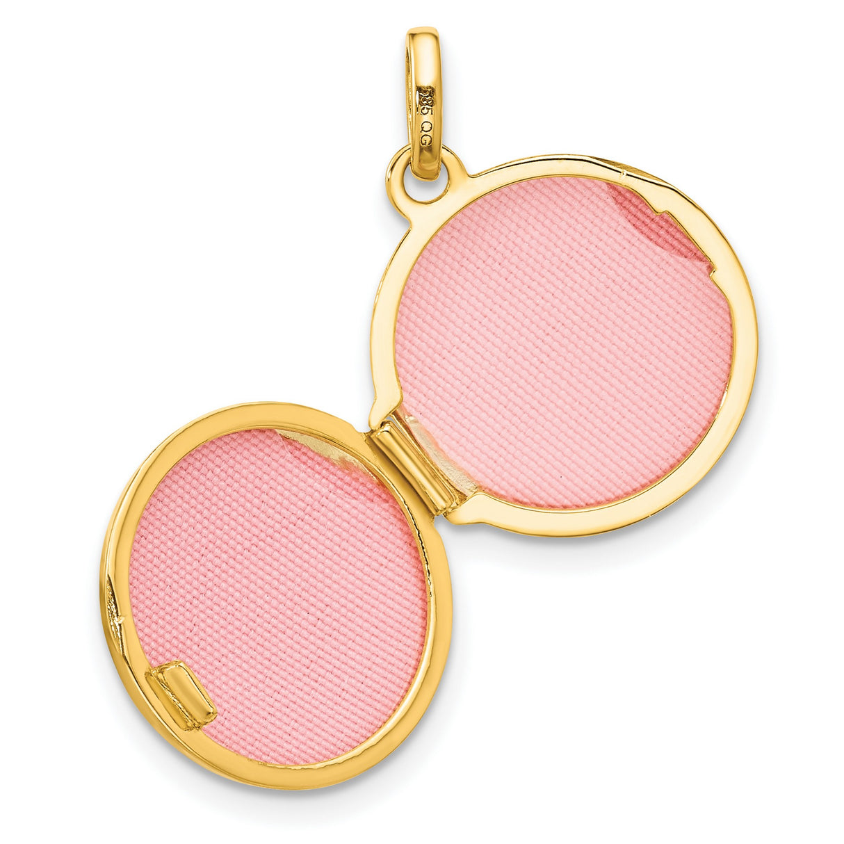 Polished Floral 16mm GRANDDAUGHTER Reversible Round Locket Charm Pendant in Real 14k Yellow Gold
