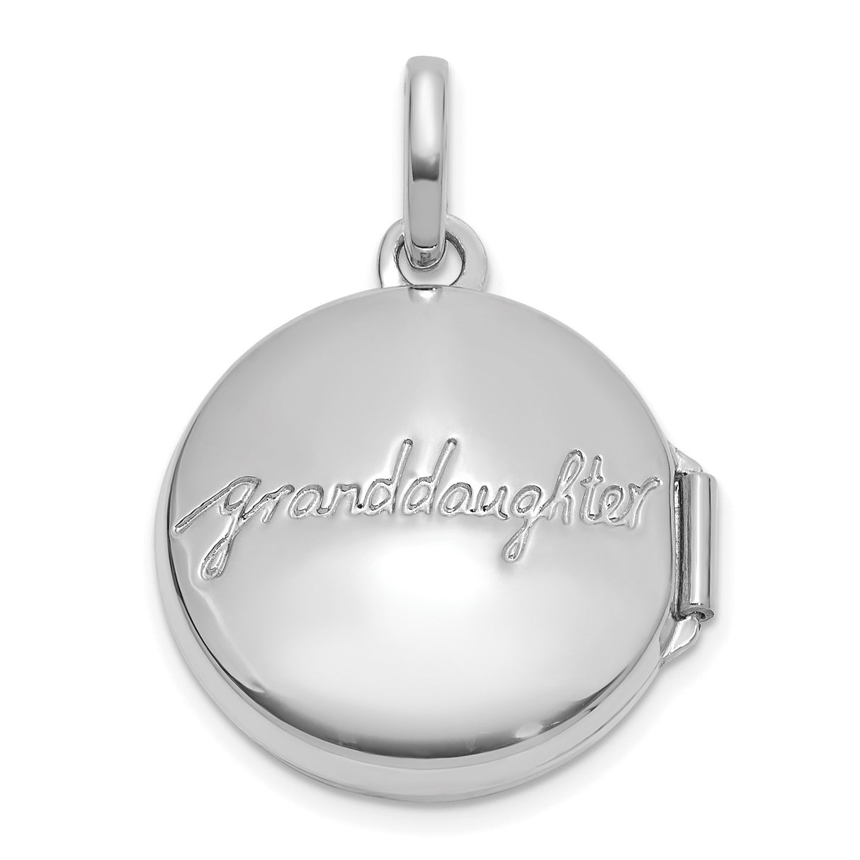14k White Gold Locket Pendant, Round Floral Design with Flower Bouquet and Bow for Women