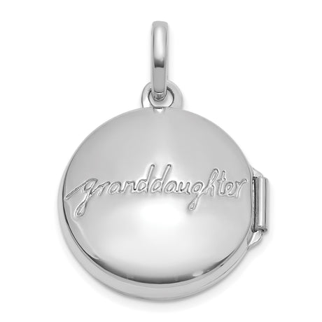 14k White Gold Locket Pendant, Round Floral Design with Flower Bouquet and Bow for Women