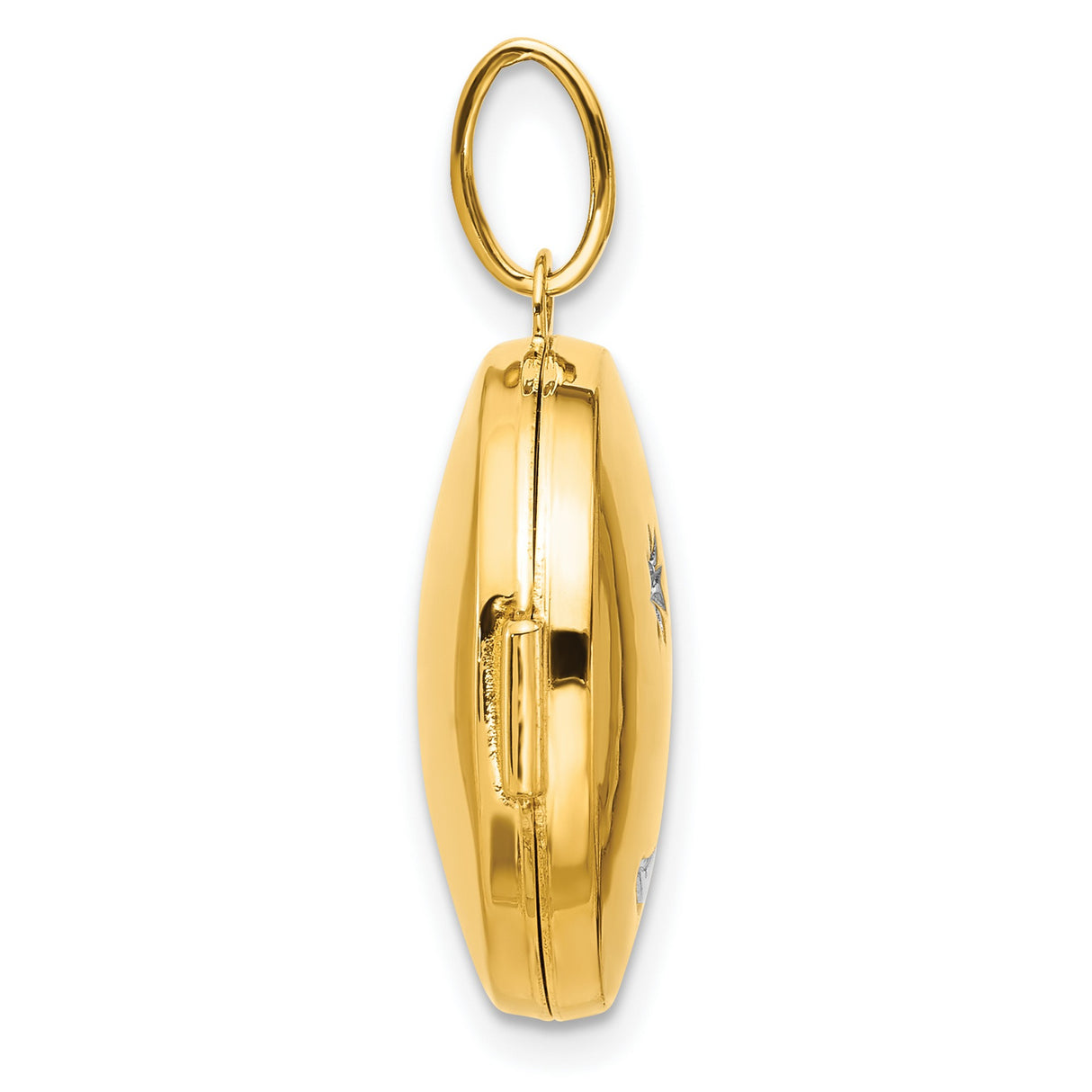 14k Multi-Tone Gold Locket with Diamond, Crescent Moon and Star Celestial Pendant for Women