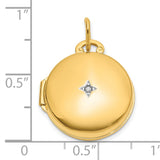 14k Multi-Tone Gold Round Locket Pendant with Diamond Star Accent, Polished Memory Keepsake for Women
