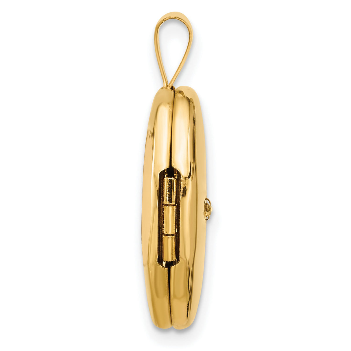 14k Yellow Gold Oval Locket Pendant with Diamond Accent, North Star Engraving, Celestial Design
