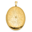 14k Yellow Gold Oval Locket Pendant with Floral Starburst Engraving and Paisley Accents