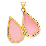 14k Yellow Gold Teardrop Locket Pendant, Polished Memorial Jewelry Keepsake for Women