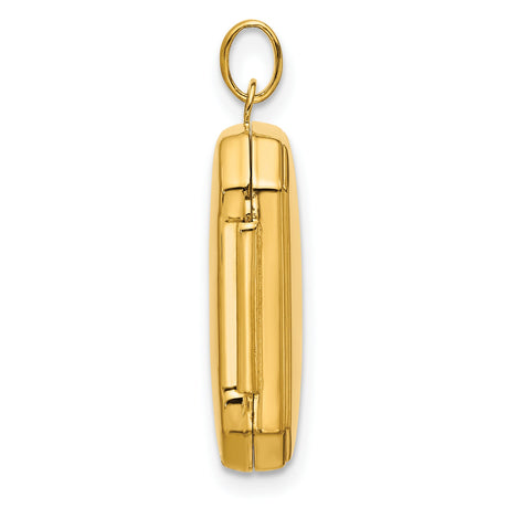 14k Yellow Gold Rectangle Locket Pendant with Polished Finish and Beveled Edges