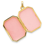 14k Yellow Gold Rectangle Locket Pendant with Polished Finish and Beveled Edges