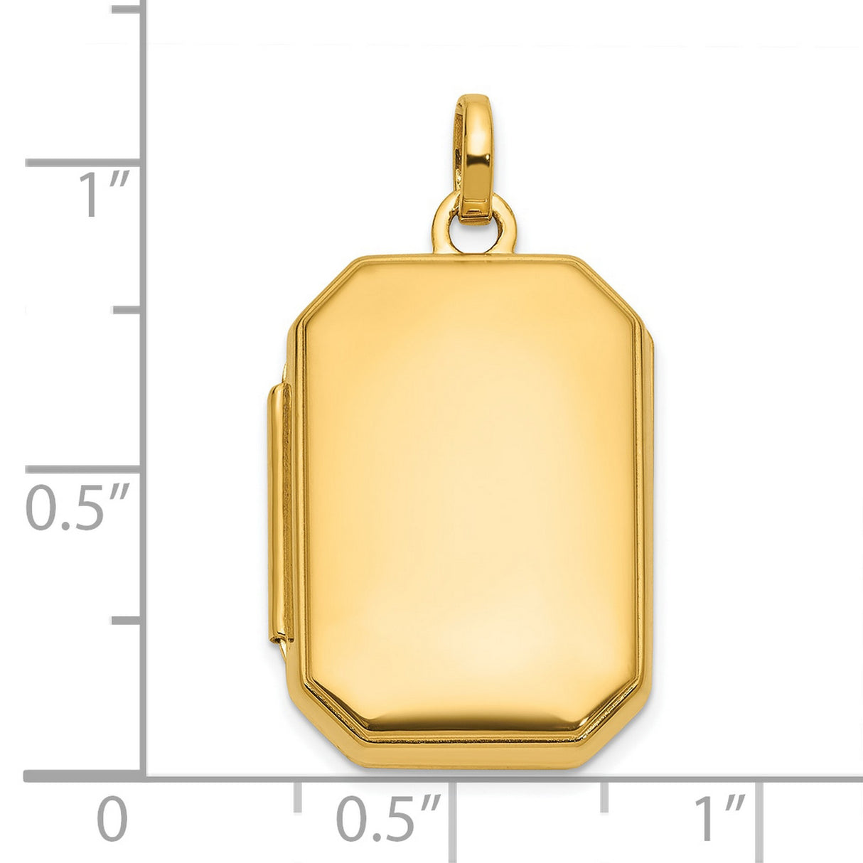 14k Yellow Gold Rectangle Locket Pendant with Polished Finish and Beveled Edges