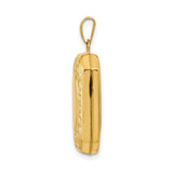 14k Yellow Gold Rectangular Locket Pendant with Oval Center and Scroll Detailing