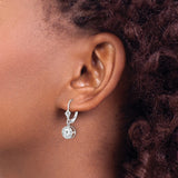 14k White Gold Drop Earrings with Cubic Zirconia, Leverback Bezel Set Dangles for Women