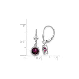 14k White Gold Dangle Earrings with Rhodolite Garnet, Bezel Setting, Geometric Cutout Design