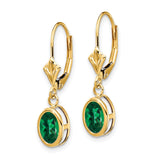 14k Yellow Gold Leverback Dangle Earrings with Oval Helenite, Lightweight Drop Design for Women