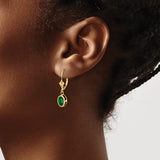 14k Yellow Gold Leverback Dangle Earrings with Oval Helenite, Lightweight Drop Design for Women