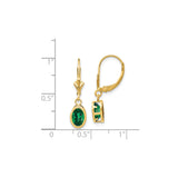 14k Yellow Gold Leverback Dangle Earrings with Oval Helenite, Lightweight Drop Design for Women