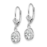 14k White Gold Dangle Earrings with Cubic Zirconia and Hebrew Chai Symbol