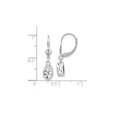 14k White Gold Dangle Earrings with Cubic Zirconia and Hebrew Chai Symbol