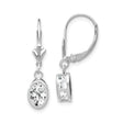 14k White Gold Dangle Earrings with Cubic Zirconia and Hebrew Chai Symbol