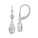 14k White Gold Dangle Earrings with Cubic Zirconia and Hebrew Chai Symbol