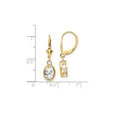 14k Yellow Gold Drop Earrings with Oval Cut Cubic Zirconia in Bezel Setting