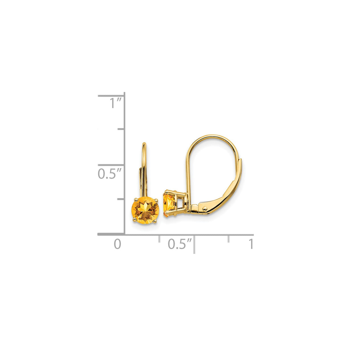 14K Yellow Gold Leverback Earrings With Round Citrine Drops