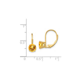14k Yellow Gold Round Citrine Drop Leverback Earrings