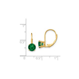 14k Yellow Gold Leverback Earrings with Helenite in Classic Drop Design