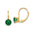 14k Yellow Gold Leverback Earrings with Helenite in Classic Drop Design