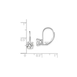 14k White Gold Dangle Earrings with Round Cut Cubic Zirconia, Leverback, Classic Drop Design