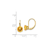 14K Yellow Gold Leverback Earrings With Round Citrine