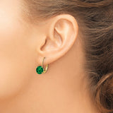 14k Yellow Gold Leverback Drop Earrings with Helenite Gemstone, Classic Dangle Design