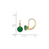 14k Yellow Gold Leverback Drop Earrings with Helenite Gemstone, Classic Dangle Design