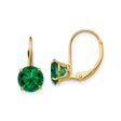 14k Yellow Gold Leverback Drop Earrings with Helenite Gemstone, Classic Dangle Design