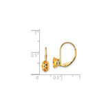 14K Yellow Gold Leverback Earrings Oval Citrine Birthstone