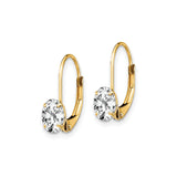 14k Yellow Gold Leverback Earrings with Oval Cut Cubic Zirconia, Classic Drop Design
