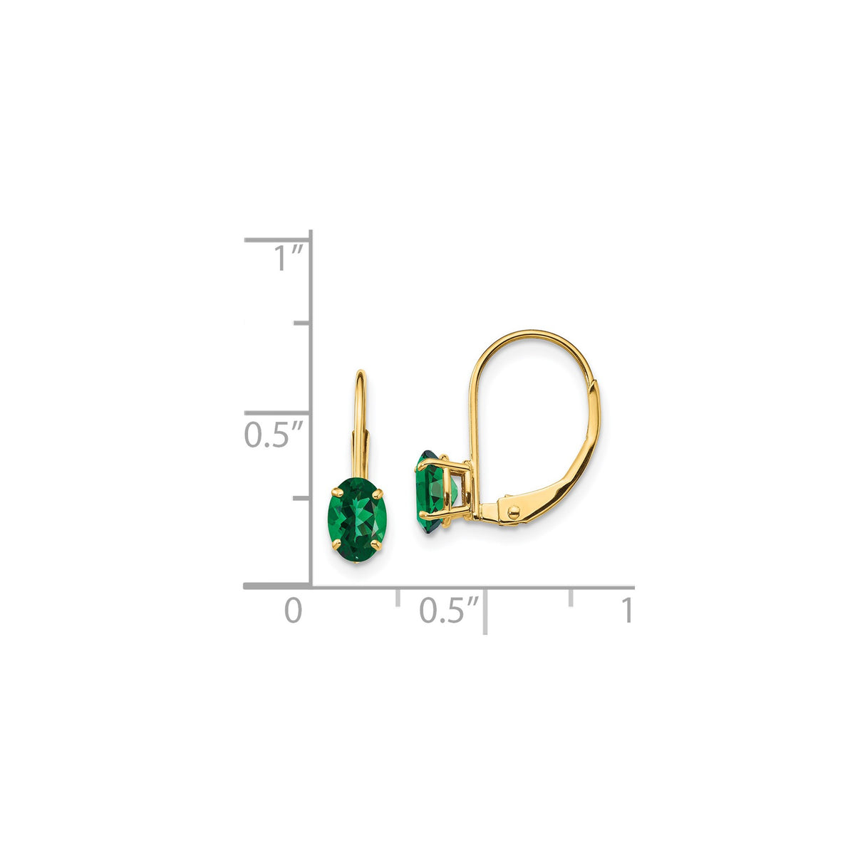 14k Yellow Gold Leverback Earrings with Oval Green Helenite, Drop Dangle Style
